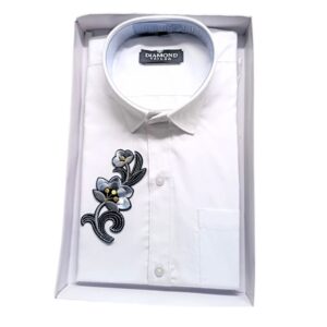 Men’s Regular Fit white embroidery Casual Shirt