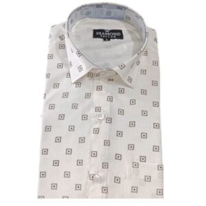 Men's Cotton Linen Printed Unstitched Shirting Fabric (Milky White)