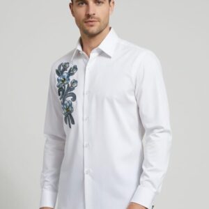Khichdi Fashion Men's White Cotton Slim Fit Formal Shirt
